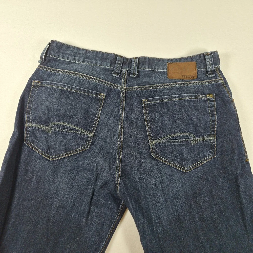 Mavi Max Blue Jeans Men's 34x34 Mid-rise Baggy Wide Leg Dark Wash